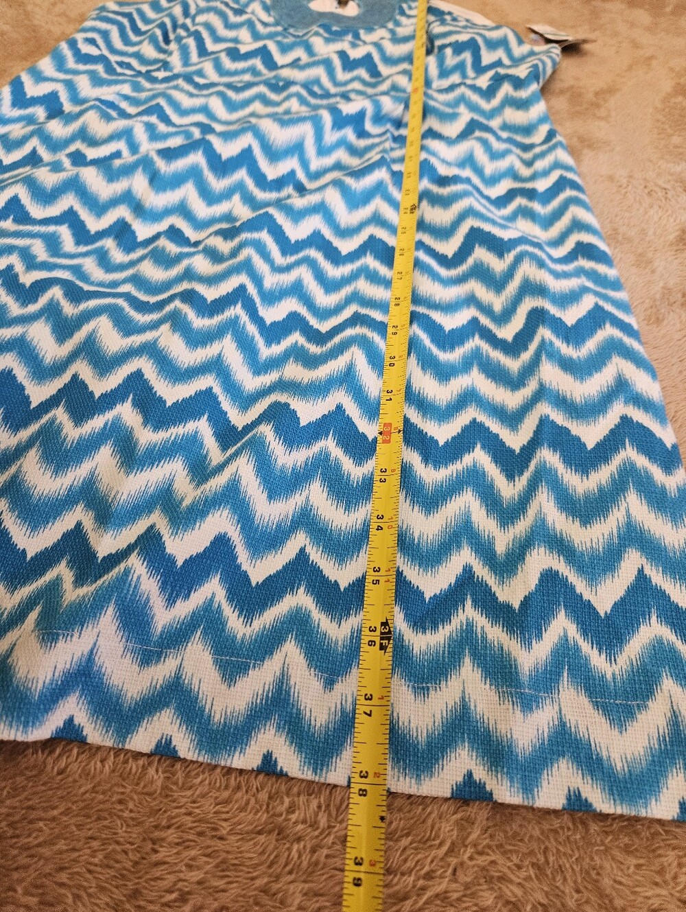 INC Blue Chevron Keyhole Neck Sleeveless Dress Sz 16 - Picture 7 of 10